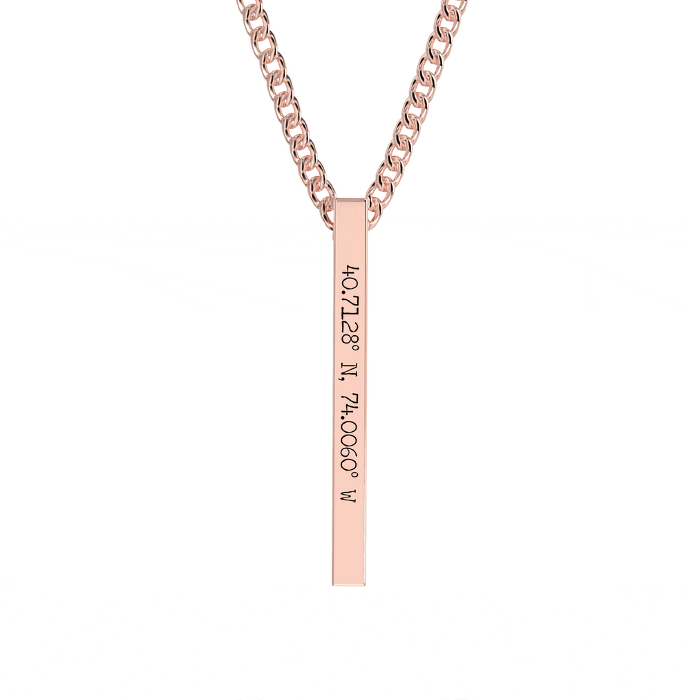 Coordinate Engraved Bar Necklace media 5