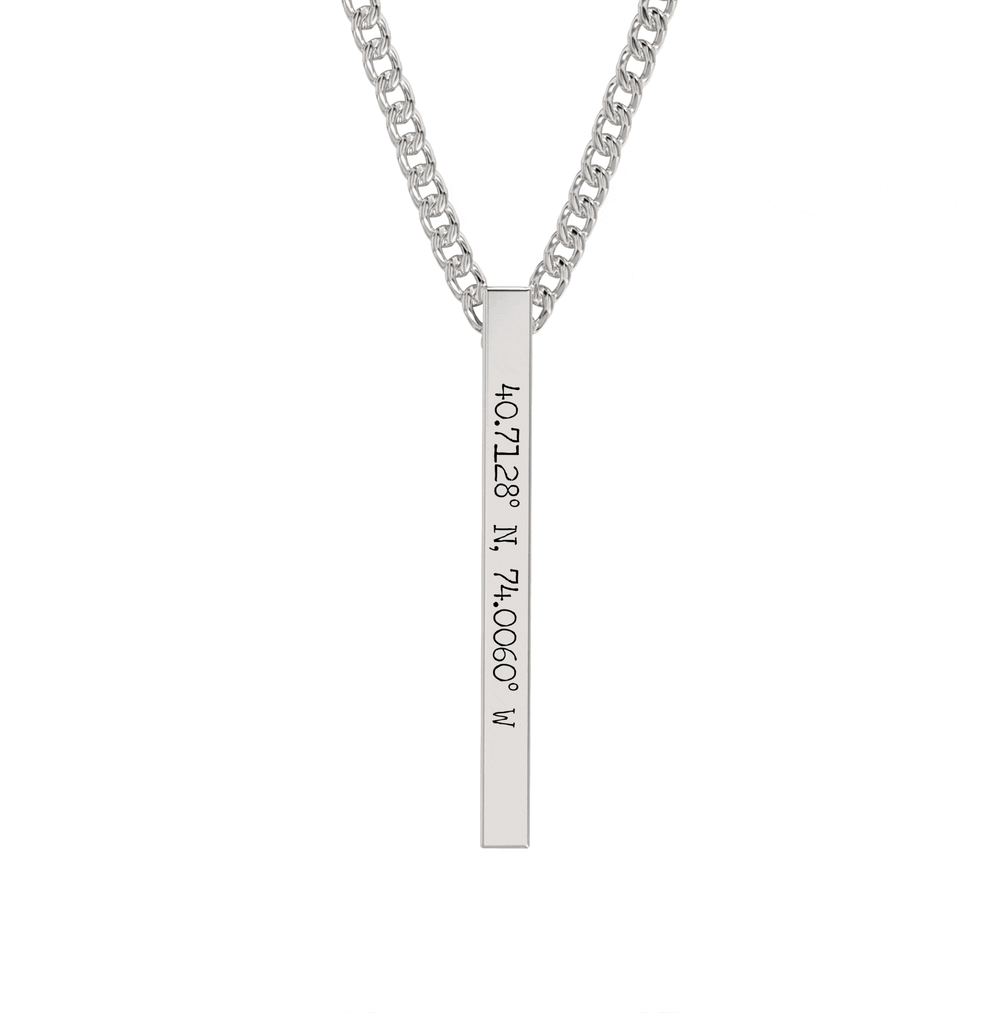 Coordinate Engraved Bar Necklace media 9