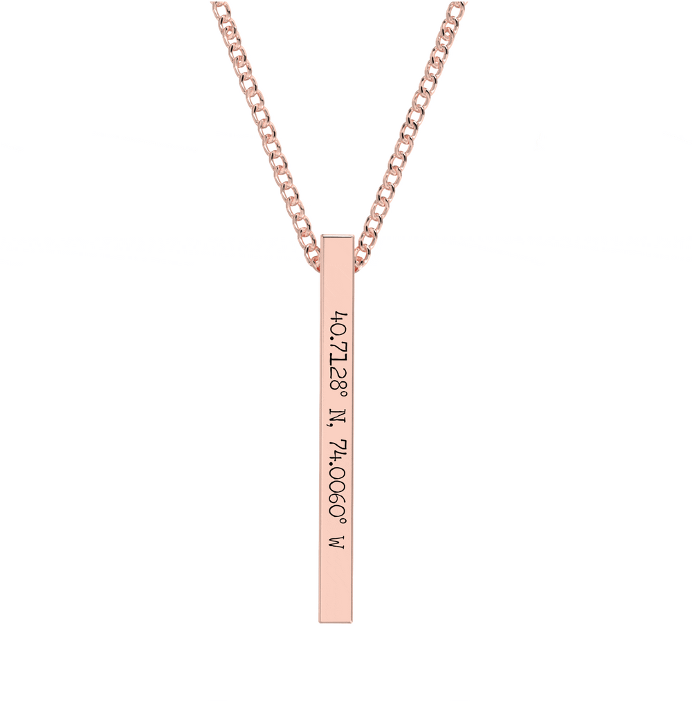 Coordinate Engraved Bar Necklace media 1