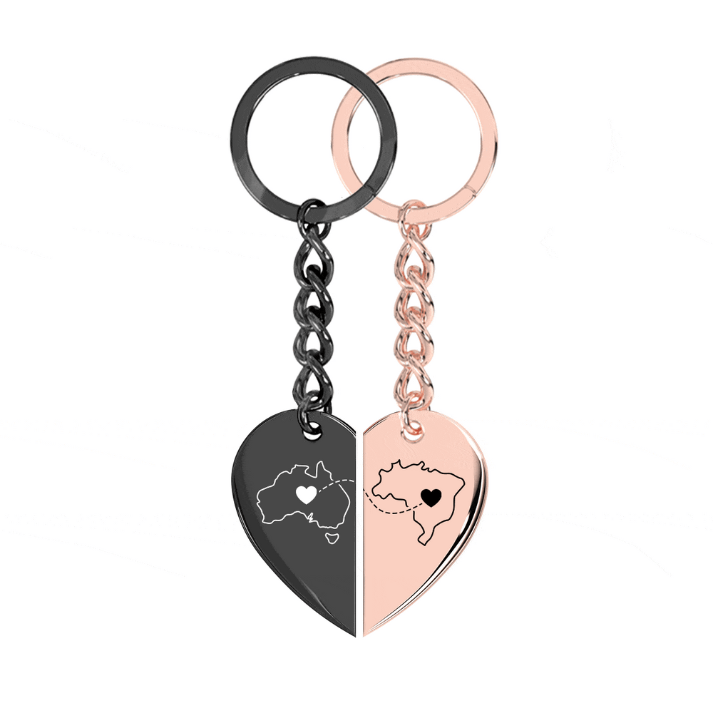 Heart Between Countries Engraved Keychain (2 Keychains) media 11