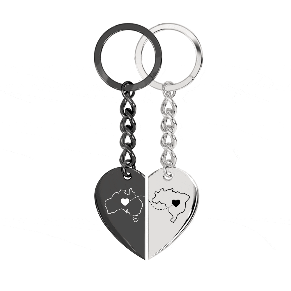 Heart Between Countries Engraved Keychain (2 Keychains) media 18