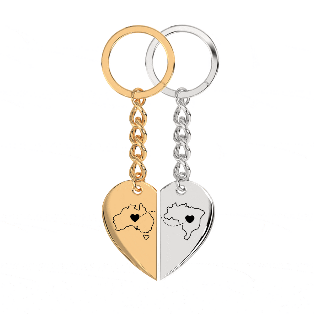 Heart Between Countries Engraved Keychain (2 Keychains) media 15