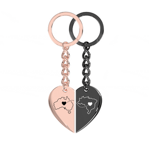 Heart Between Countries Engraved Keychain (2 Keychains) media 10
