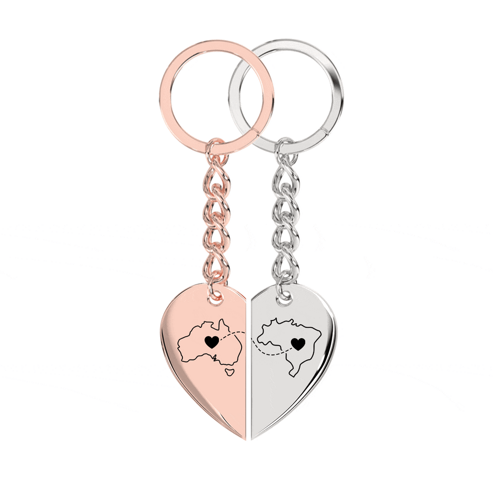 Heart Between Countries Engraved Keychain (2 Keychains) media 9