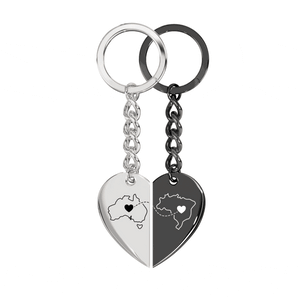 Heart Between Countries Engraved Keychain (2 Keychains) media 5