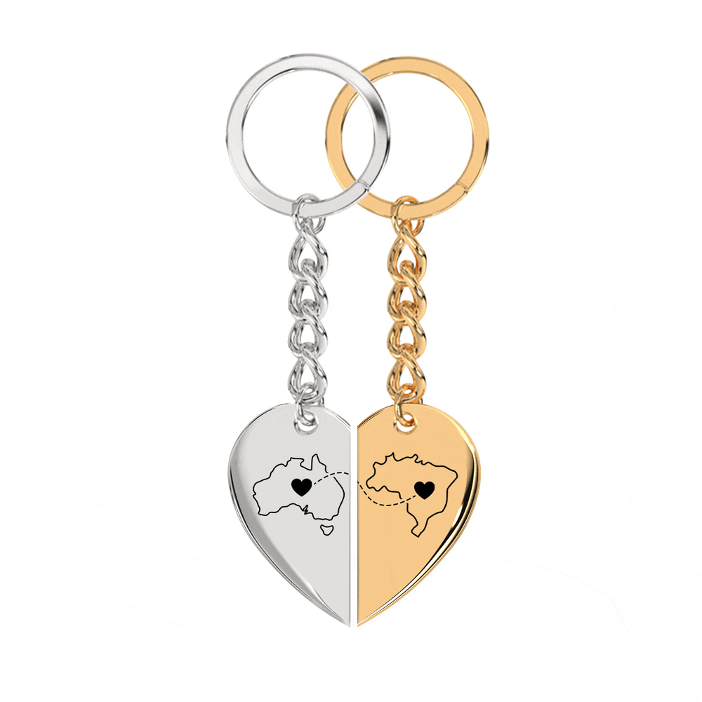 Heart Between Countries Engraved Keychain (2 Keychains) media 13