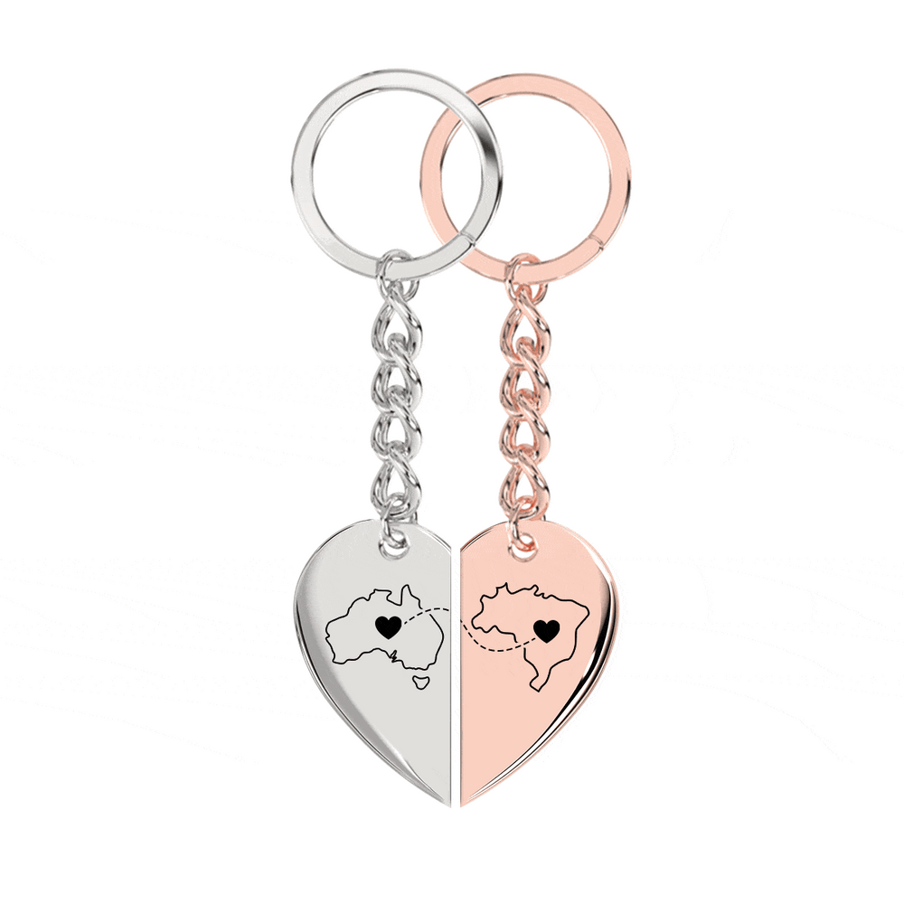 Heart Between Countries Engraved Keychain (2 Keychains) media 14