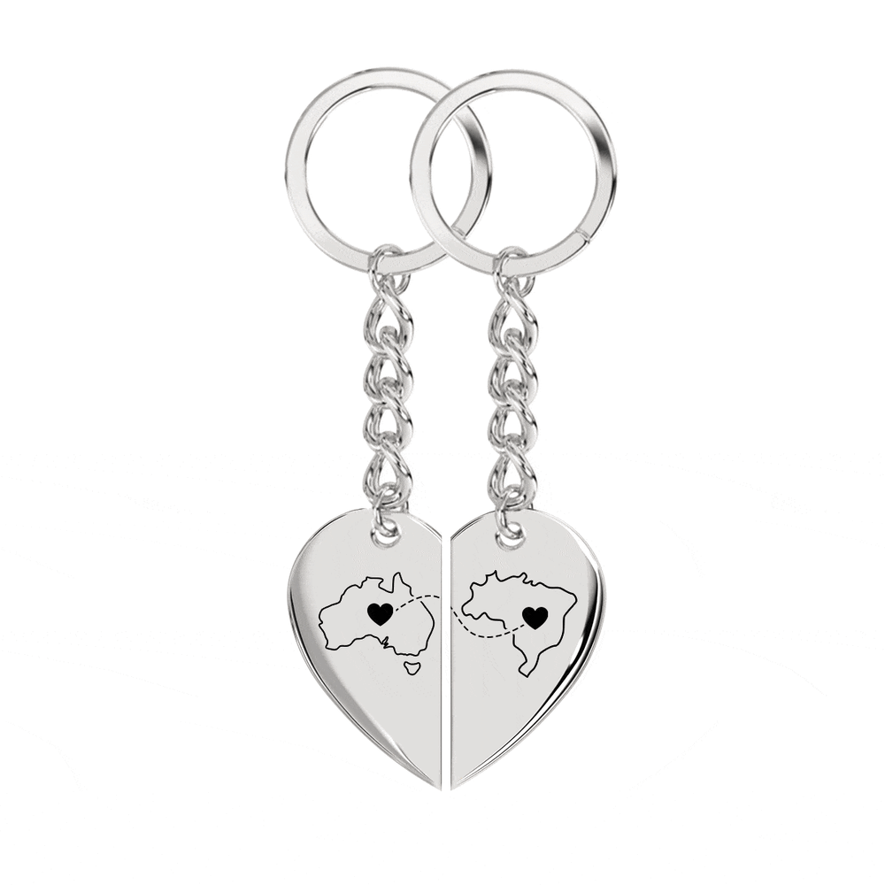 Heart Between Countries Engraved Keychain (2 Keychains) media 12