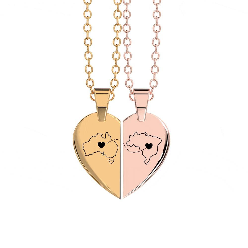 Heart Between Countries Engraved Necklace (2 Necklaces) media 10