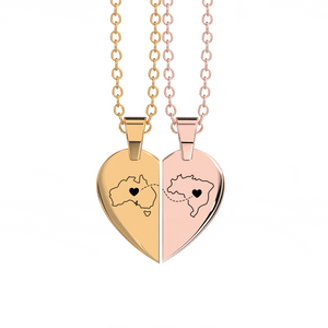 Heart Between Countries Engraved Necklace (2 Necklaces) media 10