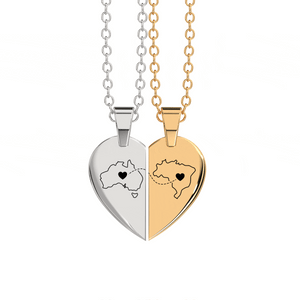 Heart Between Countries Engraved Necklace (2 Necklaces) media 6
