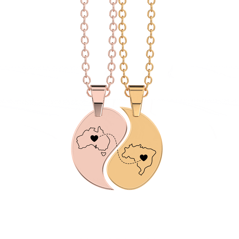 Heart Between Countries Yin/Yang Engraved Necklace (2 Necklaces) media 14