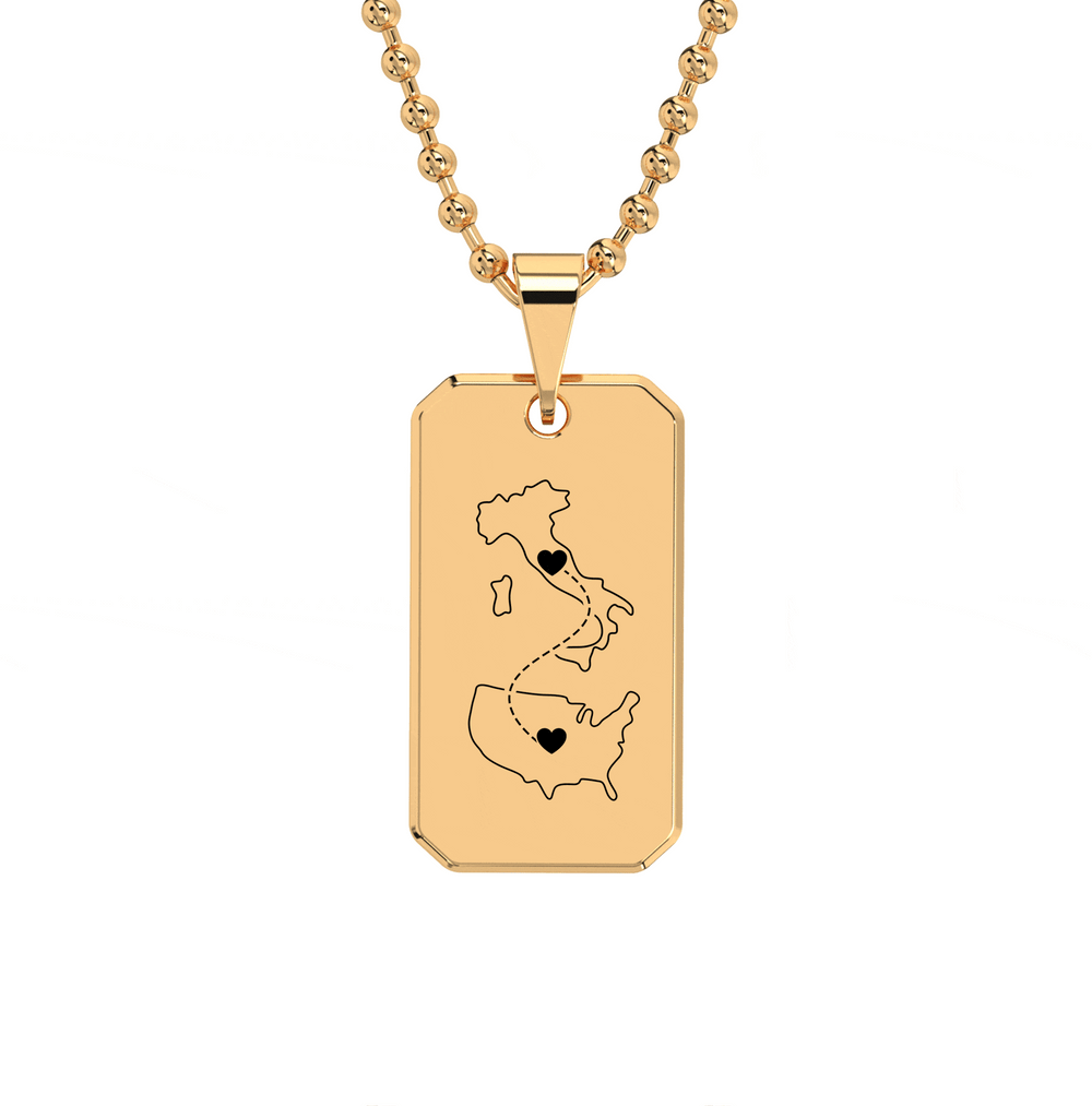 Dual Maps Engraved Dogtag Necklace media 1