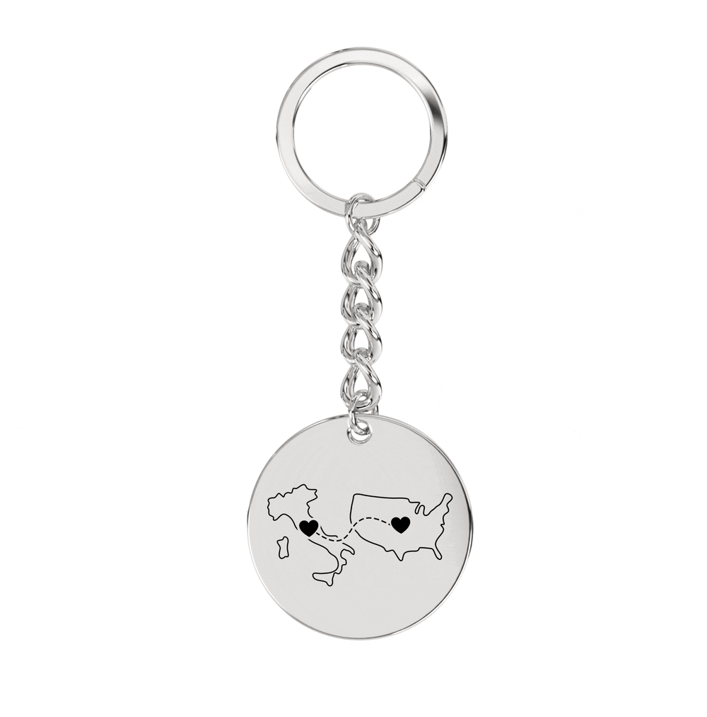 Dual Maps Engraved Keychain media 1