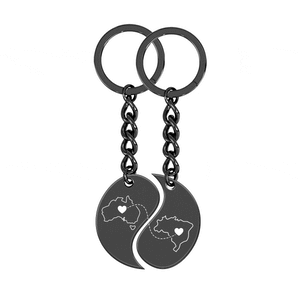 Heart Between Countries Yin/Yang Engraved Keychain (2 Keychains) media 19
