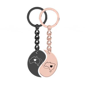 Heart Between Countries Yin/Yang Engraved Keychain (2 Keychains) media 18