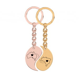 Heart Between Countries Yin/Yang Engraved Keychain (2 Keychains) media 13