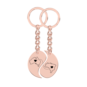Heart Between Countries Yin/Yang Engraved Keychain (2 Keychains) media 14