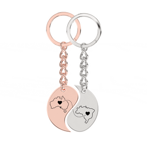 Heart Between Countries Yin/Yang Engraved Keychain (2 Keychains) media 12
