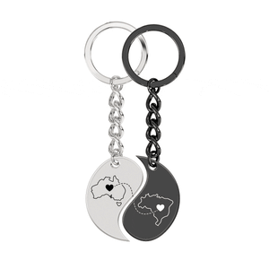 Heart Between Countries Yin/Yang Engraved Keychain (2 Keychains) media 7