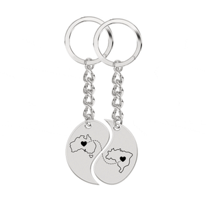 Heart Between Countries Yin/Yang Engraved Keychain (2 Keychains) media 5