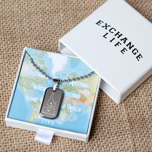 Two Homes Engraved Dogtag Necklace
