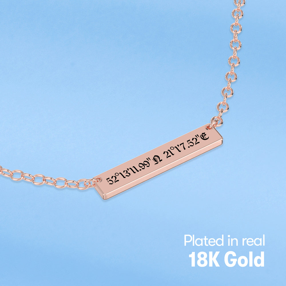 Coordinate Engraved Horizontal Bar Necklace media 13