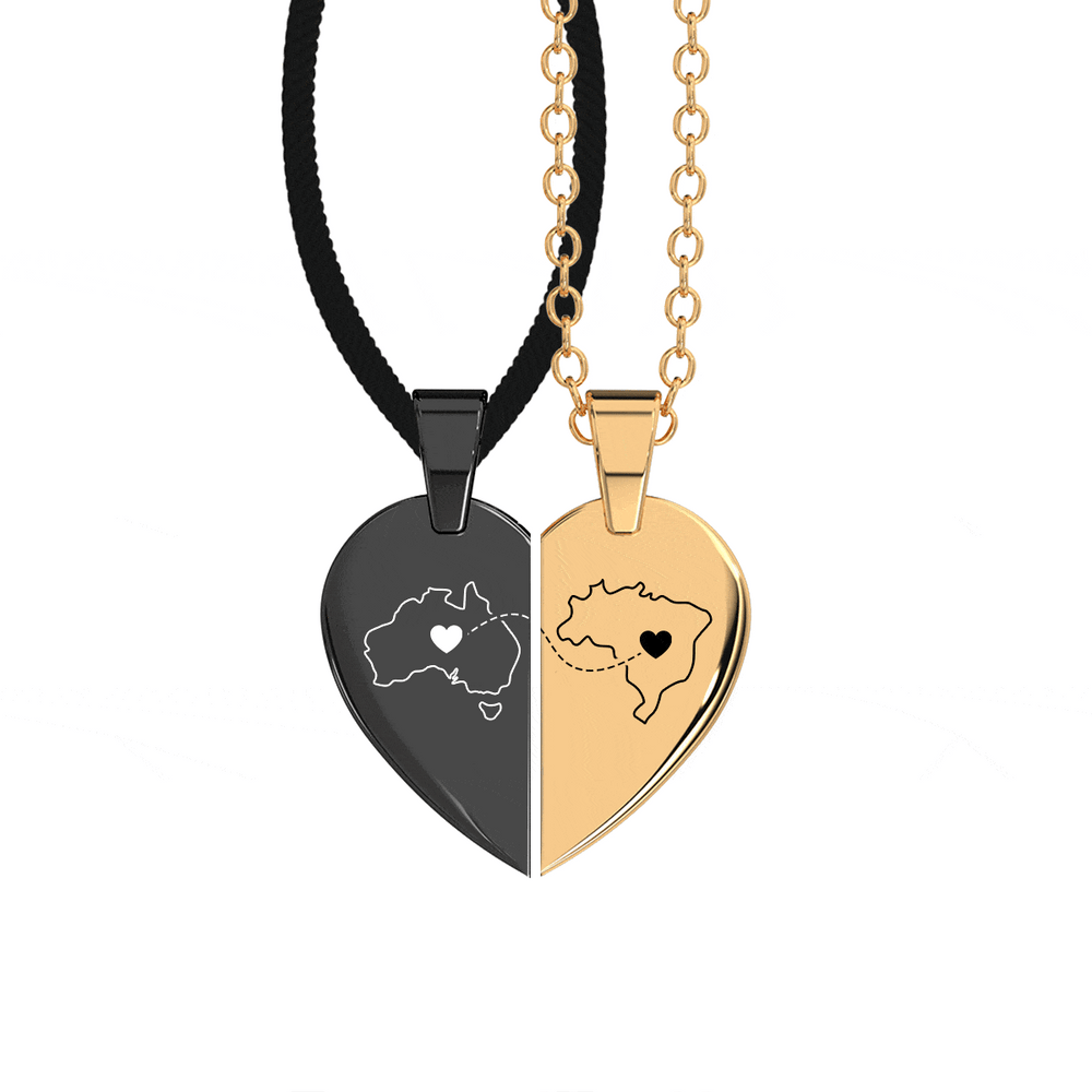 Heart Between Countries Engraved Necklace (2 Necklaces) media 17