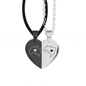 Heart Between Countries Engraved Necklace (2 Necklaces) media 16