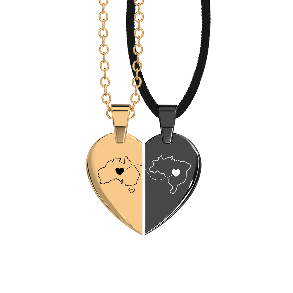 Heart Between Countries Engraved Necklace (2 Necklaces) media 11