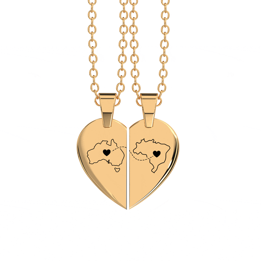 Heart Between Countries Engraved Necklace (2 Necklaces) media 19