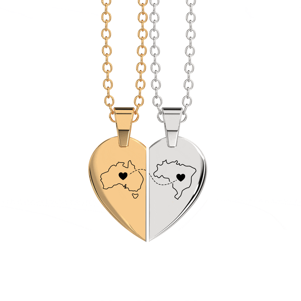 Heart Between Countries Engraved Necklace (2 Necklaces) media 9