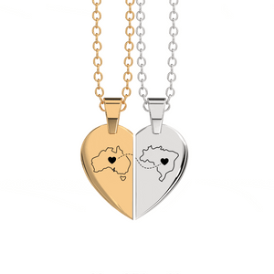 Heart Between Countries Engraved Necklace (2 Necklaces) media 9