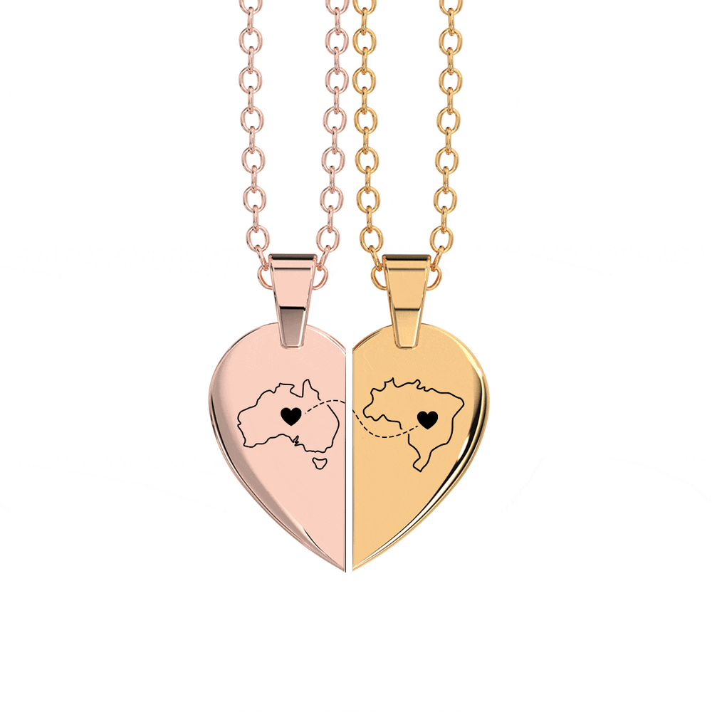 Heart Between Countries Engraved Necklace (2 Necklaces) media 13