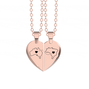 Heart Between Countries Engraved Necklace (2 Necklaces) media 14