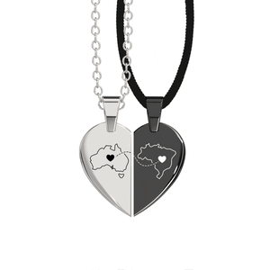 Heart Between Countries Engraved Necklace (2 Necklaces) media 8