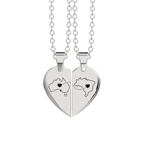 Heart Between Countries Engraved Necklace (2 Necklaces) media 5