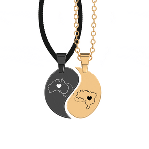 Heart Between Countries Yin/Yang Engraved Necklace (2 Necklaces) media 16