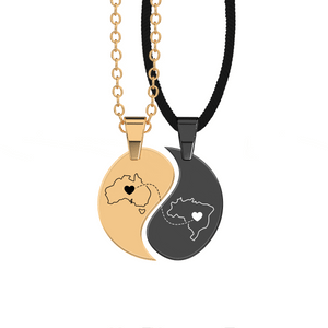 Heart Between Countries Yin/Yang Engraved Necklace (2 Necklaces) media 11