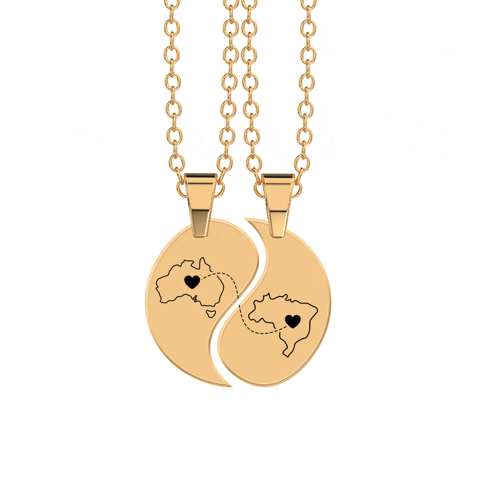 Heart Between Countries Yin/Yang Engraved Necklace (2 Necklaces) media 9