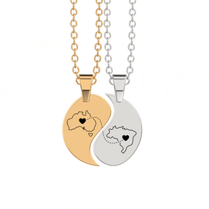 Heart Between Countries Yin/Yang Engraved Necklace (2 Necklaces) media 8