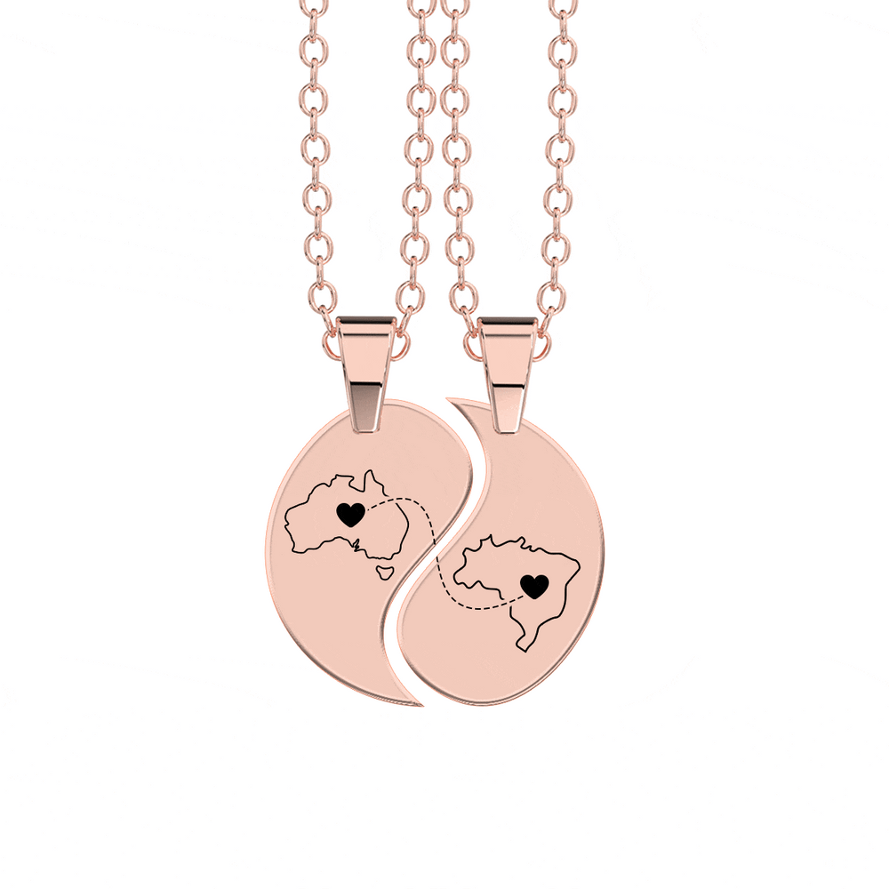 Heart Between Countries Yin/Yang Engraved Necklace (2 Necklaces) media 14