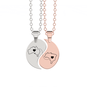 Heart Between Countries Yin/Yang Engraved Necklace (2 Necklaces) media 6