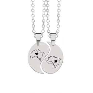 Heart Between Countries Yin/Yang Engraved Necklace (2 Necklaces) media 4