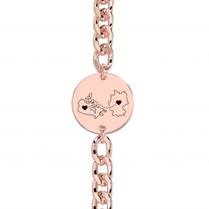 Pulsera gruesa con grabado de mapas duales