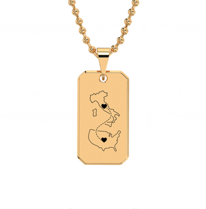Dual Maps Engraved Dogtag Necklace media 1