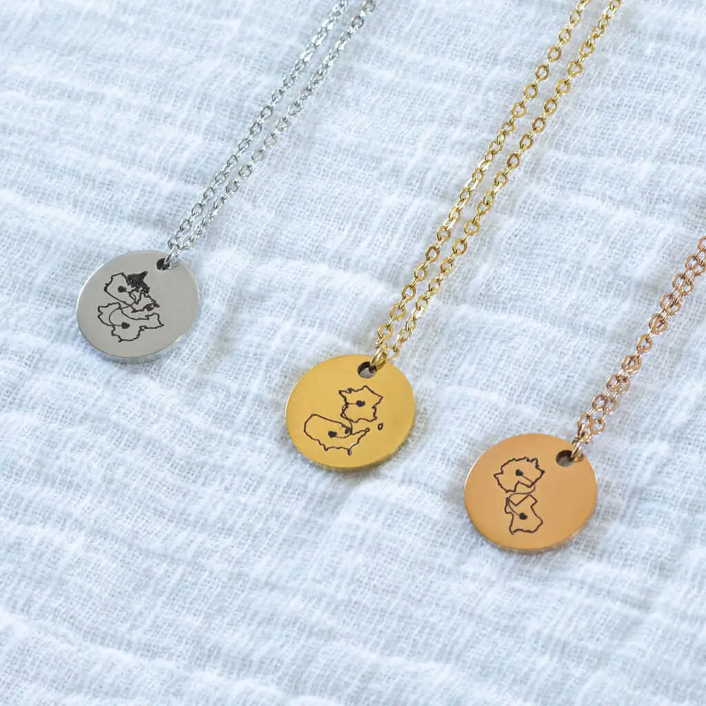 Long Distance Engraved Necklace - Bridge The Distance - Free Custom ...